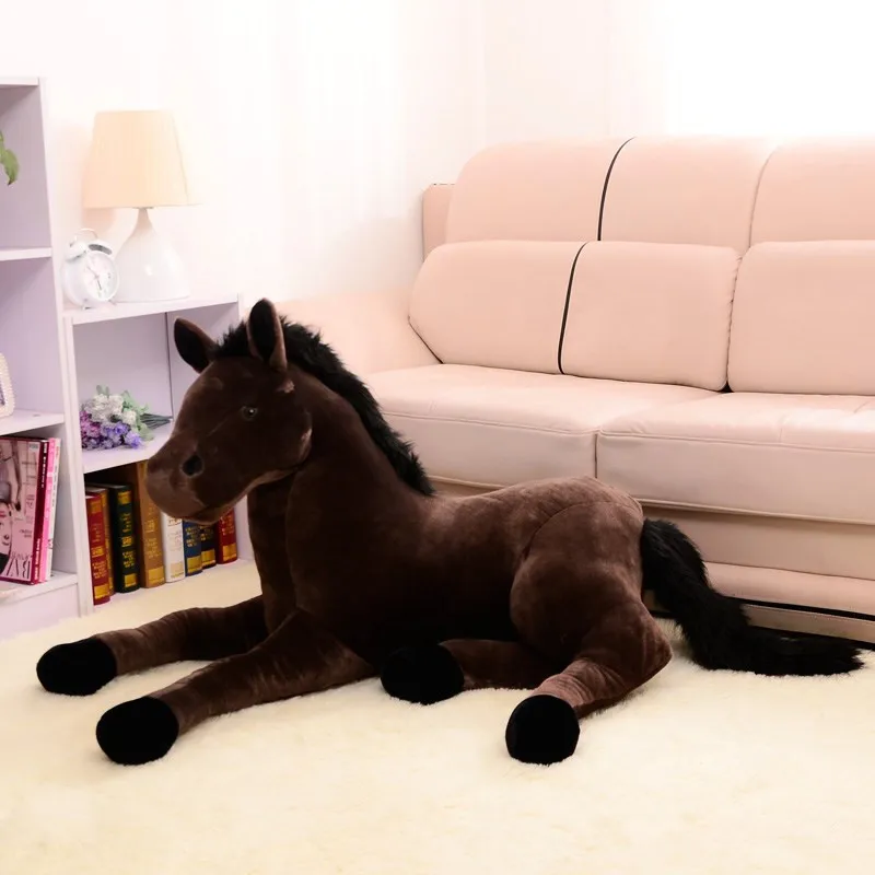 Большой размер, имитация животного 70x40 см, лошадь, плюшевая игрушка, лошадка с куклой, подарок на день рождения