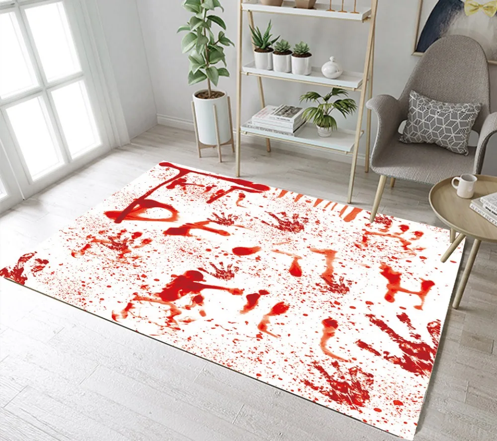 

LB Scary Blood Hand print Halloween Doormat Area Rugs Bedroom Carpet Non-slip For Living Room Home Bathroom Kitchen Floor Mat