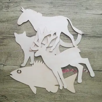 

Blank Wooden Sika Deer Fish Horse Tiger Crafts Laser Wood Wooden Crafts Party Wedding Decoration DIY Accessories 30cm 3pcs/set