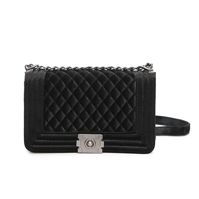 Handbag Quilted Chain Bag Blue Velvet Women Bags Pochette Sac Femme Shoulder A Main Crossbody
