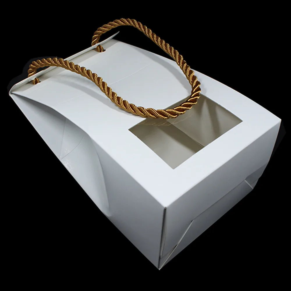 20 шт./лот, черный/белый/крафт-бумага для упаковки конфет, фруктов, коробка с ручкой, Подарочная посылка, бумажная доска, коробки с окном
