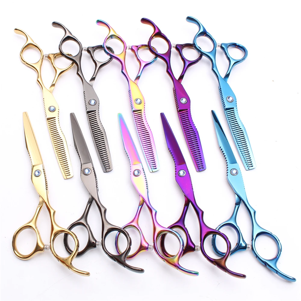 

6.0'' 17.5cm Customized Logo 440C Barber Scissors Cutting Shears Thinning Scissors Professional Hair Scissors Set of Tool C1011