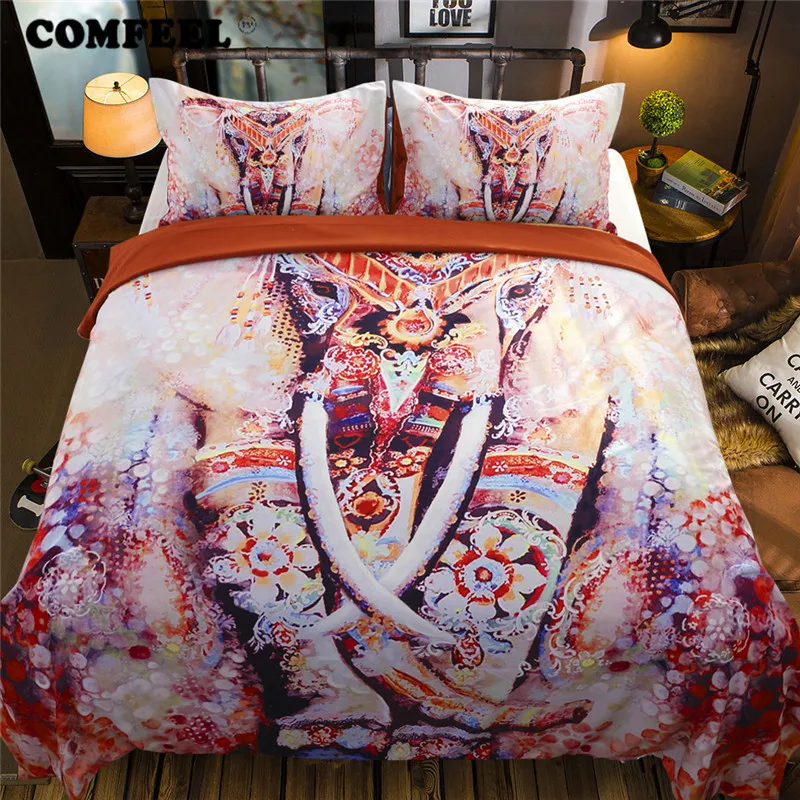 

COMFEEL Colorful Animal Print King Bed Cloth Pillowcases 2/3 Pcs Skin-friendly Cotton Bedding Set Luxury Duvet Cover Bed Sheets