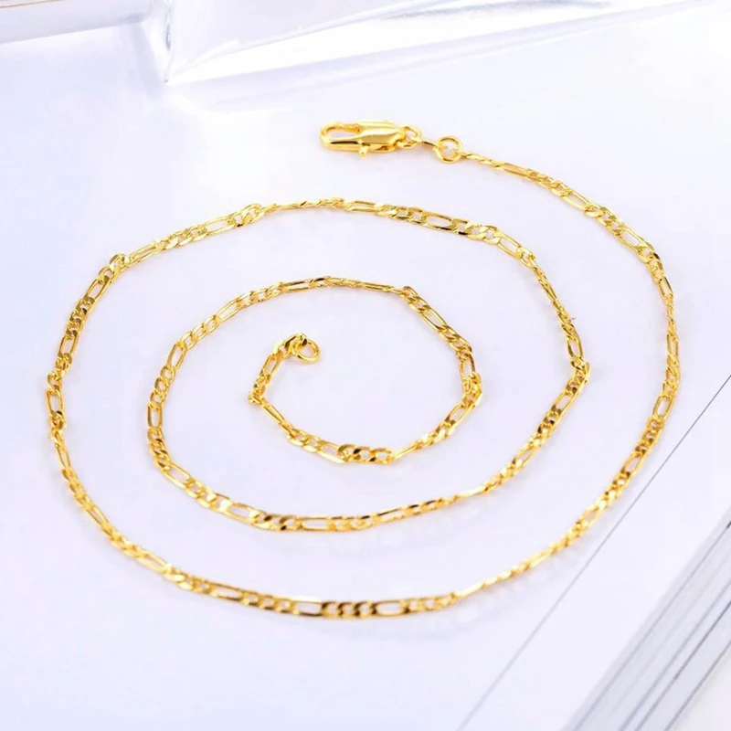 Модный стиль торговля 18 K штамп золотого цвета ожерелье Золотое модное Ювелирное Украшение цепочка 1 мм ожерелье для подарков