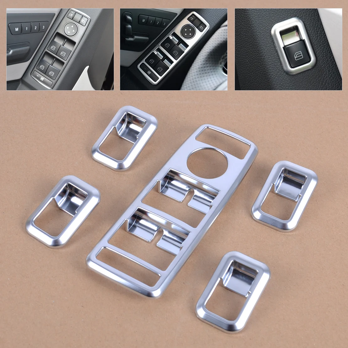 

beler New Chrome Car Door Window Switch Panel Cover Trim For BENZ A W176 B W246 C W204 E W212 GL X166 ML W166 GLK X204 CLS W218