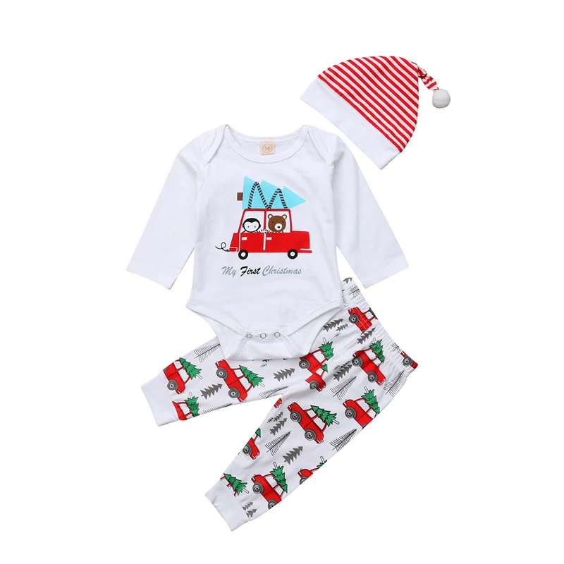 Комплект из 3 предметов для новорожденных девочек и мальчиков одежда комбинезон