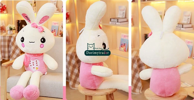 Dorimytrader cuddly soft large anime bunny plush doll cartoon kawaii  pink rabbit stuffed toy pillow gift for girl 170cm 67inch DY61754 (15)