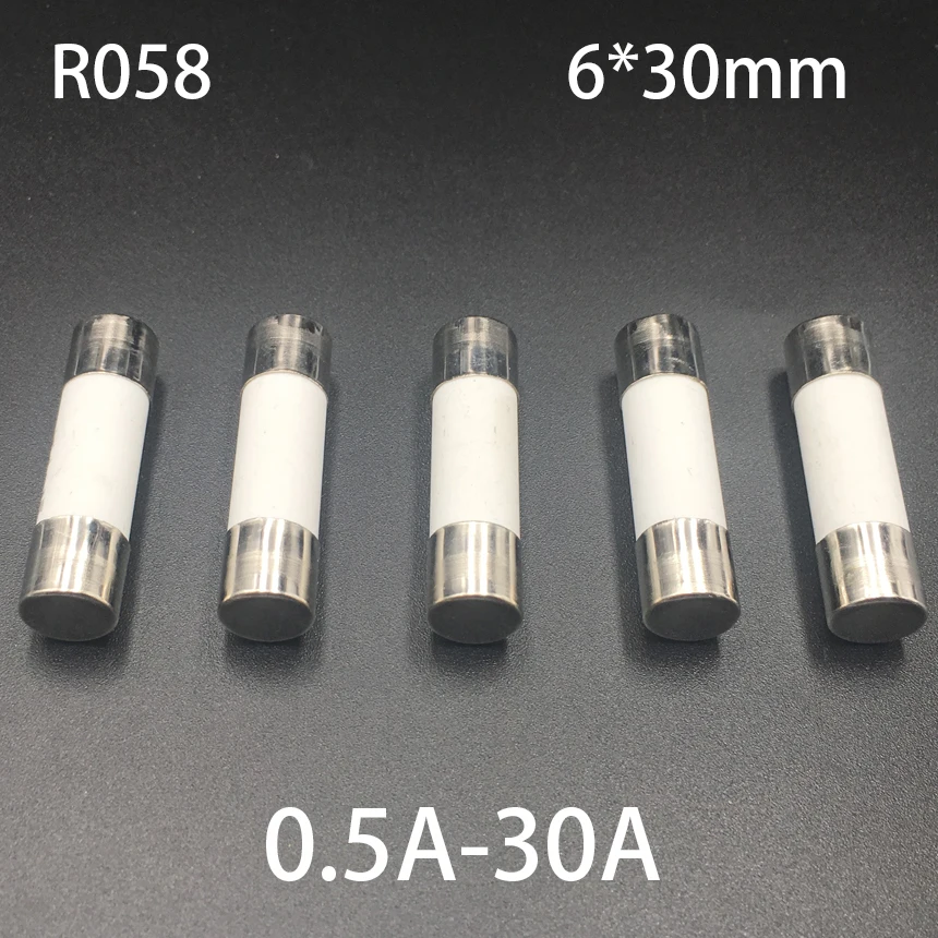 

15A 20A 25A 30A RO58 250V 500V 6*30mm 6x30mm BS1362 Multimeter Fast Quick Blow Cylindrical Cap Tube Cartridge Ceramics Fuse Link