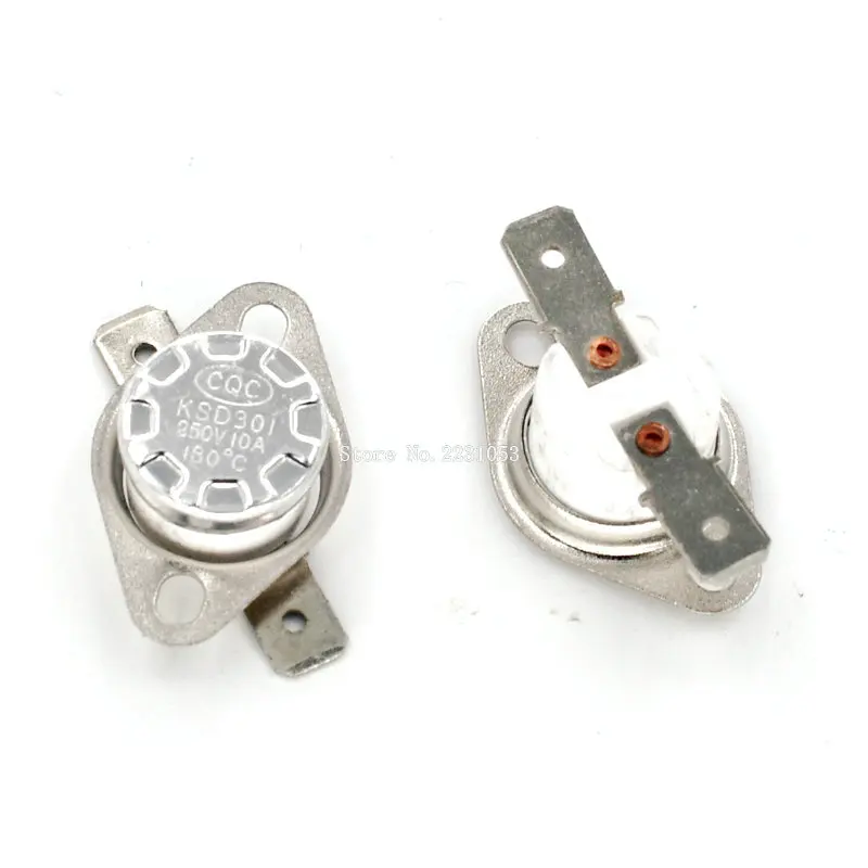 

2PCS/LOT KSD301 180 Degree 250V 10A Normal Close Ceramics Temperature Controlled Switch Thermostat Wholesale