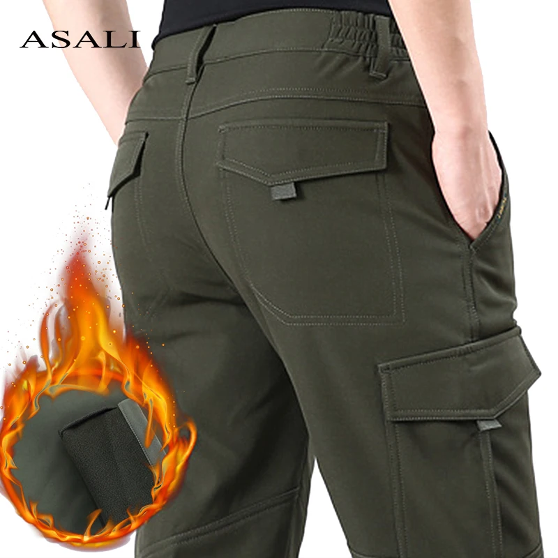 

Men Cargo Pants Military Windproof Warm Thick Casual Tactical Trousers Male Multi Pocket Camo Jogger Army Green Black Camouflage