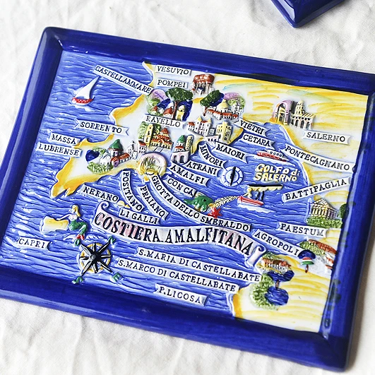 

Italy Village, European tourist souvenir pure hand-painted ceramic crafts dishes decorated with household decorations gift