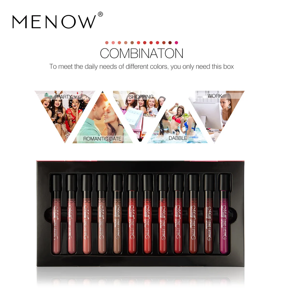 Matte de Longa Kit de Batom Lote Duração Aveludado Nutritivo Batom Vermelho Nude Matiz Labial Maquiagem 12 Pçs - 4 de longa duração, aveludado nutritivo, batom vermelho, nude, matiz labial maquiagem,