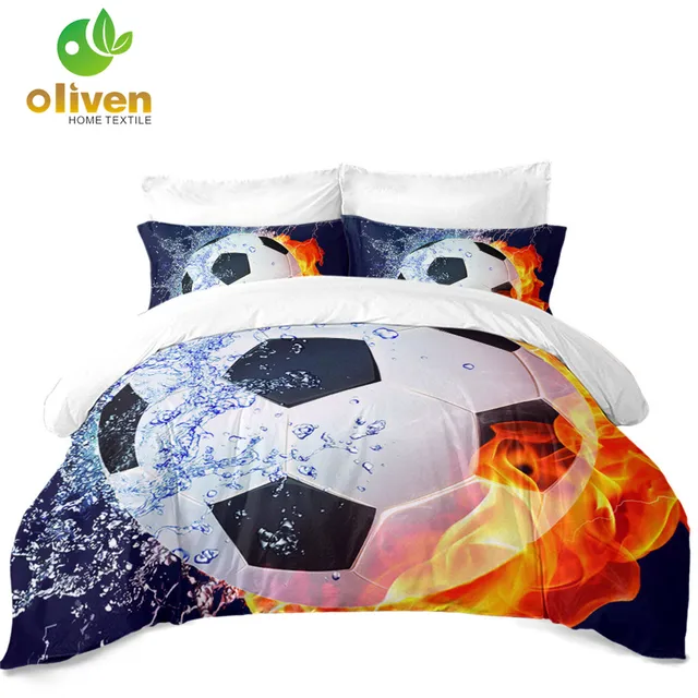 US 29 0 25 OFF 3D Football Bedding Set Fire Water Soccer Print Duvet Cover Set Kids Teens Bedding Twin King Queen Pillowcase Home Decor D25 In