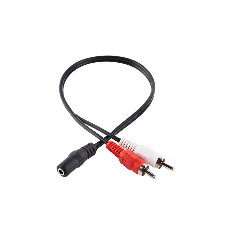 

Free Shipping 3.5mm Stereo Female Aux Cable Mini Jack to 2 Male RCA Plug Aux Adapter Cord Cable