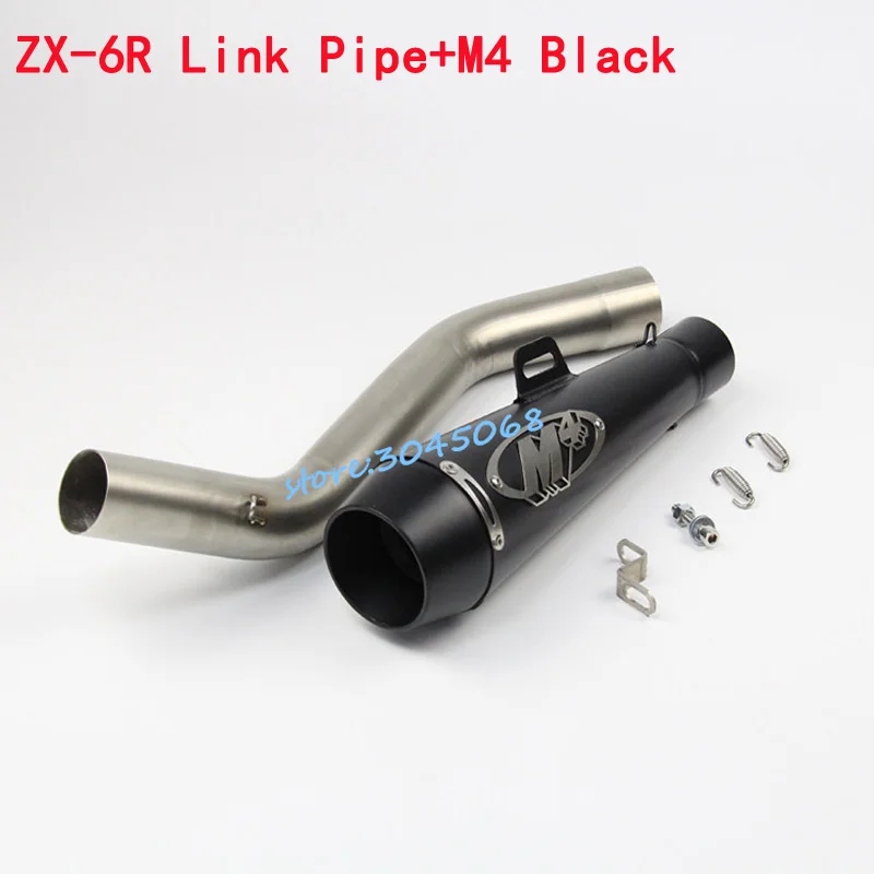 ZX6R ZX 6R Motorcycle Exhaust Full Stystem Middle Pipe + M4 Stainless