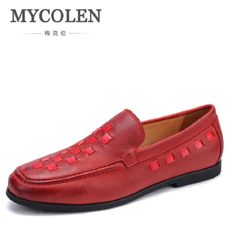 

MYCOLEN 2017 New Men Shoes Wine Red Genuine Leather Men's Shoes Breathable Casual Non-Slip Leather Shoes For Men zapatos