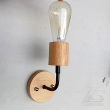 Лофт Промышленные Ретро Деревянные Настенные светильники винтажный прикроватный настенный светильник с деревянным навесом 110-220 В бра