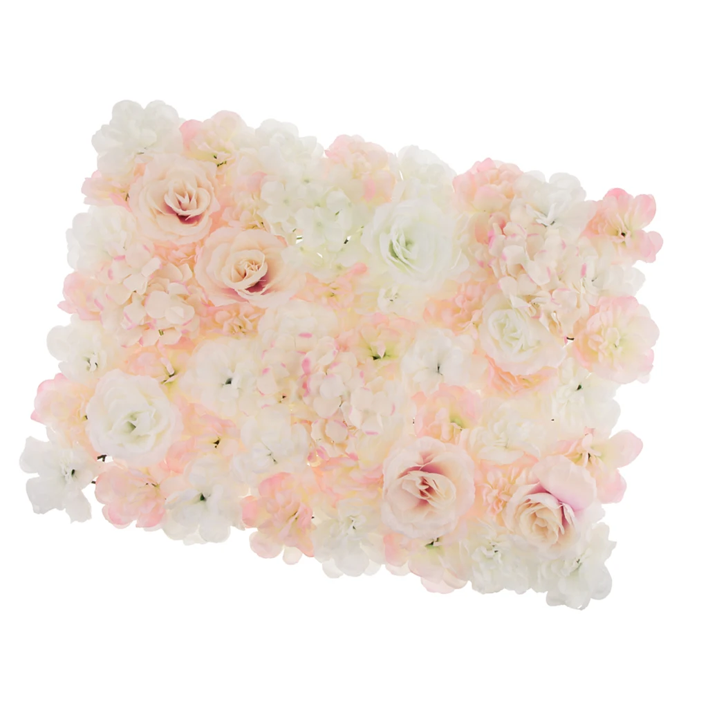 Pieces of 5 Artificial Silk Flower Wall Panel Fake Flower Arrangement for Home Shop Wedding Background Decor Photo Props