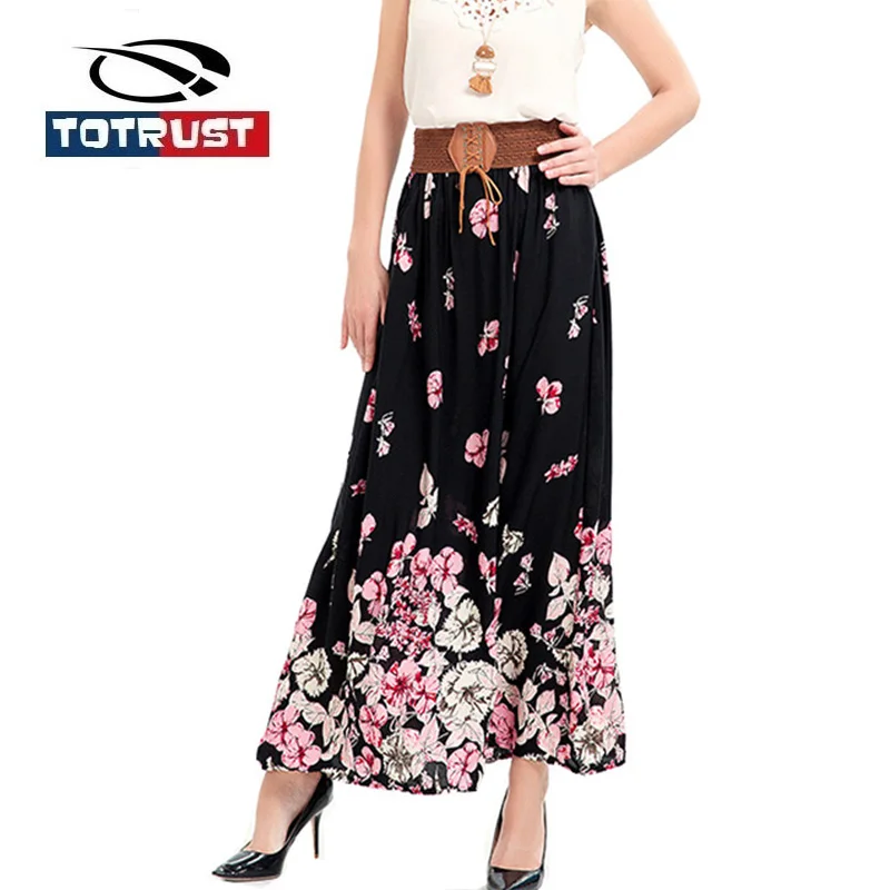 

Long Flower Skirt 2019 Faldas Largas Women Daisy Chiffon Long Skirt Jupe Longue Bohemian Saia Longa Summer Long Flower Skirt