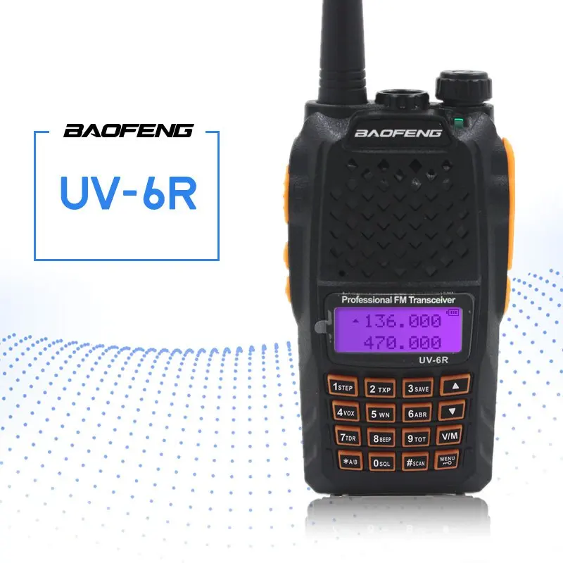 

BAOFENG UV-6R VHF UHF Handheld Interphone With LCD Receiver 128 Chs 1750Hz Call Tone CB Radio DTMF Encode Emergency Alarm VOX