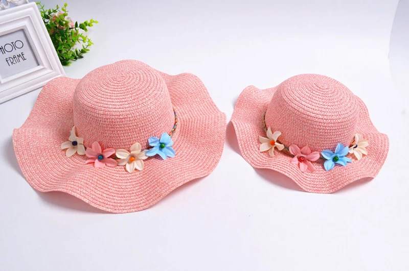 Chapéus de Palha do Verão Decoração com Flores do Bebê Chapéu de Sol para Meninas e Mulheres de Praia Moda Meninas Encantador Crianças Pai-filho Tampas 5 Home & Garden