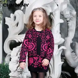Детский кардиган на одной пуговице для девочек; Детский свитер; Новинка 2018 года; брендовый зимний свитер с цветочным принтом для девочек;