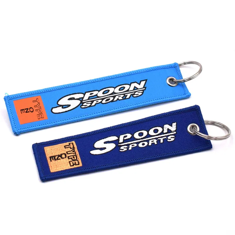 10pcs Spoon Sport Racing Key Ring Embroidery Keychain Luggage Tag for