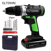 XLTOWN 21v Home Cordless Electric Drill Multi-Motion lithium battery Rechargeable Electric Screwdriver Power tools Drill bits