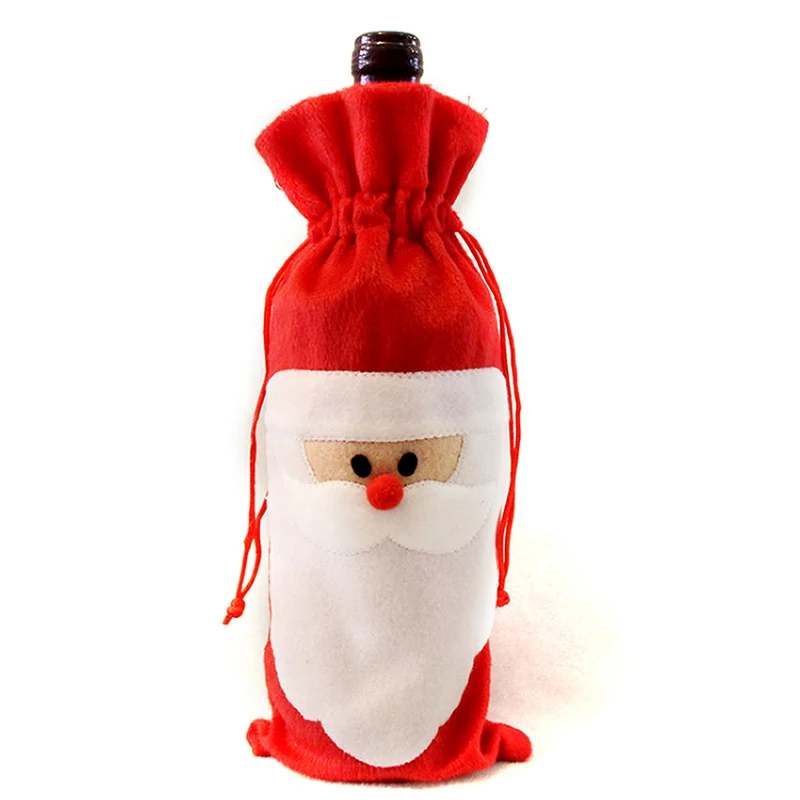 1PC Merry Christmas Santa Wine Bottle Bag Cover Xmas Dinner Party Table Decor