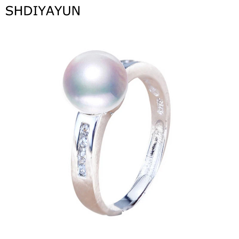

SHDIYAYUN 2019 Fine Pearl Ring AAA Zircon Natural Freshwater Pearl Jewelry 925 Sterling Silver Rings Diamond Rings For Women