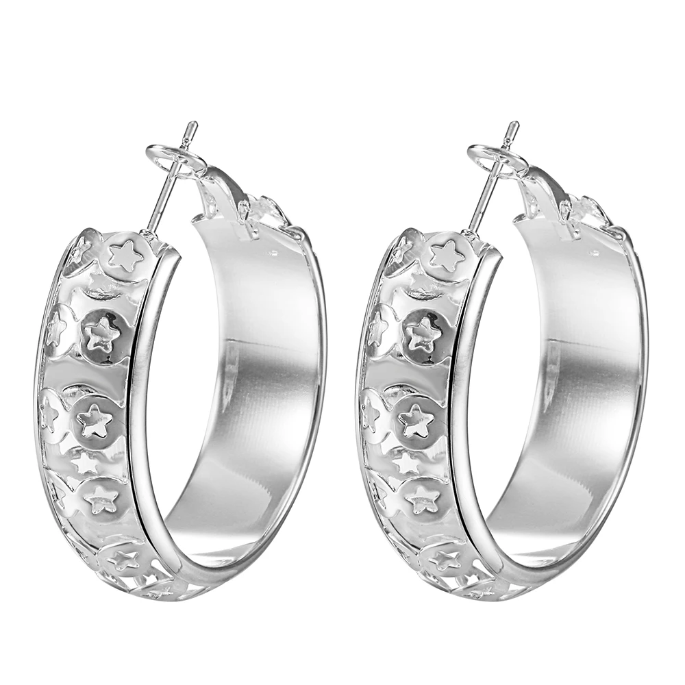 38mm round circle cheap hollow Silver Color hoop earring for women