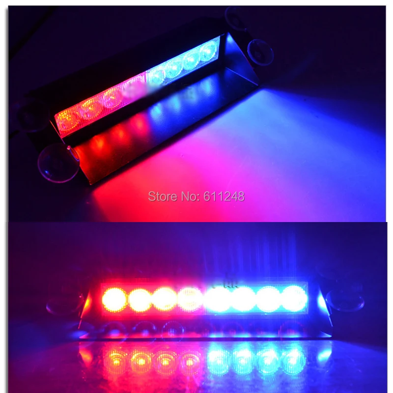 8 LED Strobe Flash Warning EMS Police Car Light Flashing Firemen Fog 8