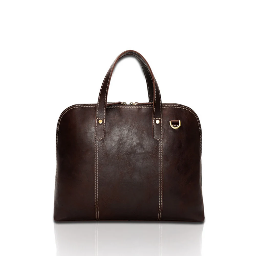 

Hand Made Men's Genuine Leather Business Affairs Briefcase Multi-function Large Capacity 16 Inch Cow Leather Computer Package