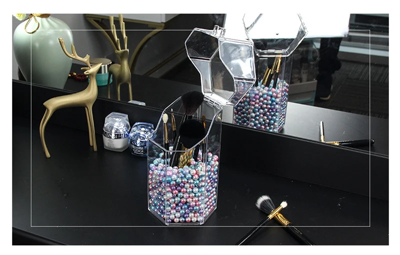 New Clear Makeup Pearls Box Cosmetic Storage Box Makeup Brushes Organizer Pencil Lipstick Holder Makeup Tools Organizer Case