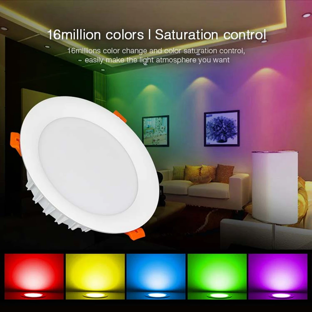 

Milight FUT065 18W RGB+CCT Led Downlight Color temperature Brightness Adjustable Wireless WIFI APP Control AC100-240V