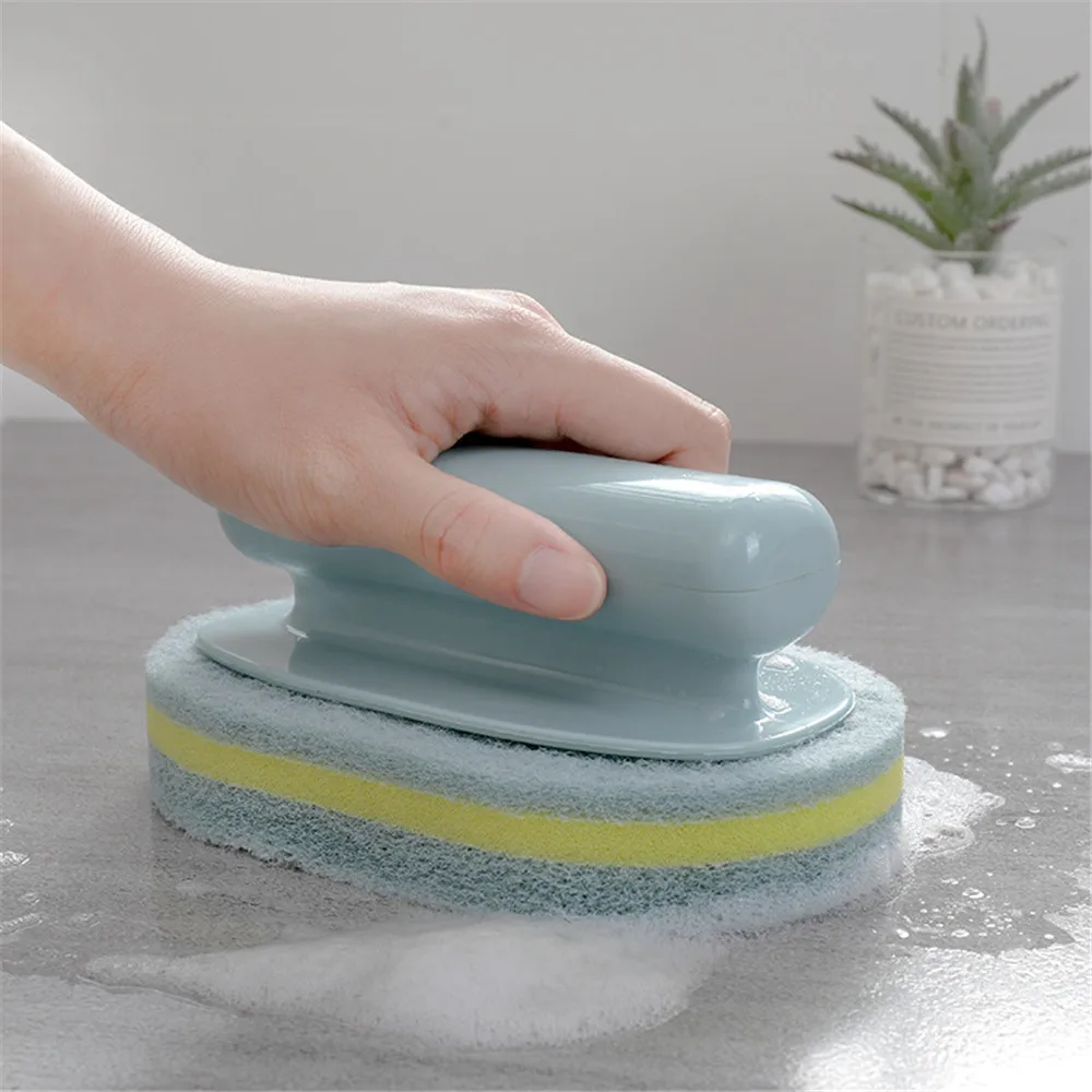 

Bathroom Floor Wall Tile Cleaning Brush Sponge Bottom Kitchen Cleaning Brush Bath Brush Plastic Handle Sponge Bath Bottom Clean