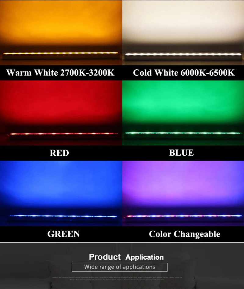 6 шт./лот AC85-265V 36 Вт светодиодный RGB настенный светильник с новой уникальной технологией рассеивания Водонепроницаемый IP65 дома и на открытом воздухе светодиодная подкладка свет светодиодный светильник 1000*62*63 мм