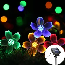 6 м 7 м персик Сакура Flower солнечный свет String открытый светодиодный строки сказочных огней Сад рождественских каникул luces светодиодный украшения