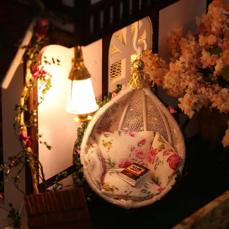 Cutebee DIY House Miniature with Furniture LED Music Dust Cover Model Building Blocks Toys for Chil - 32730244082
