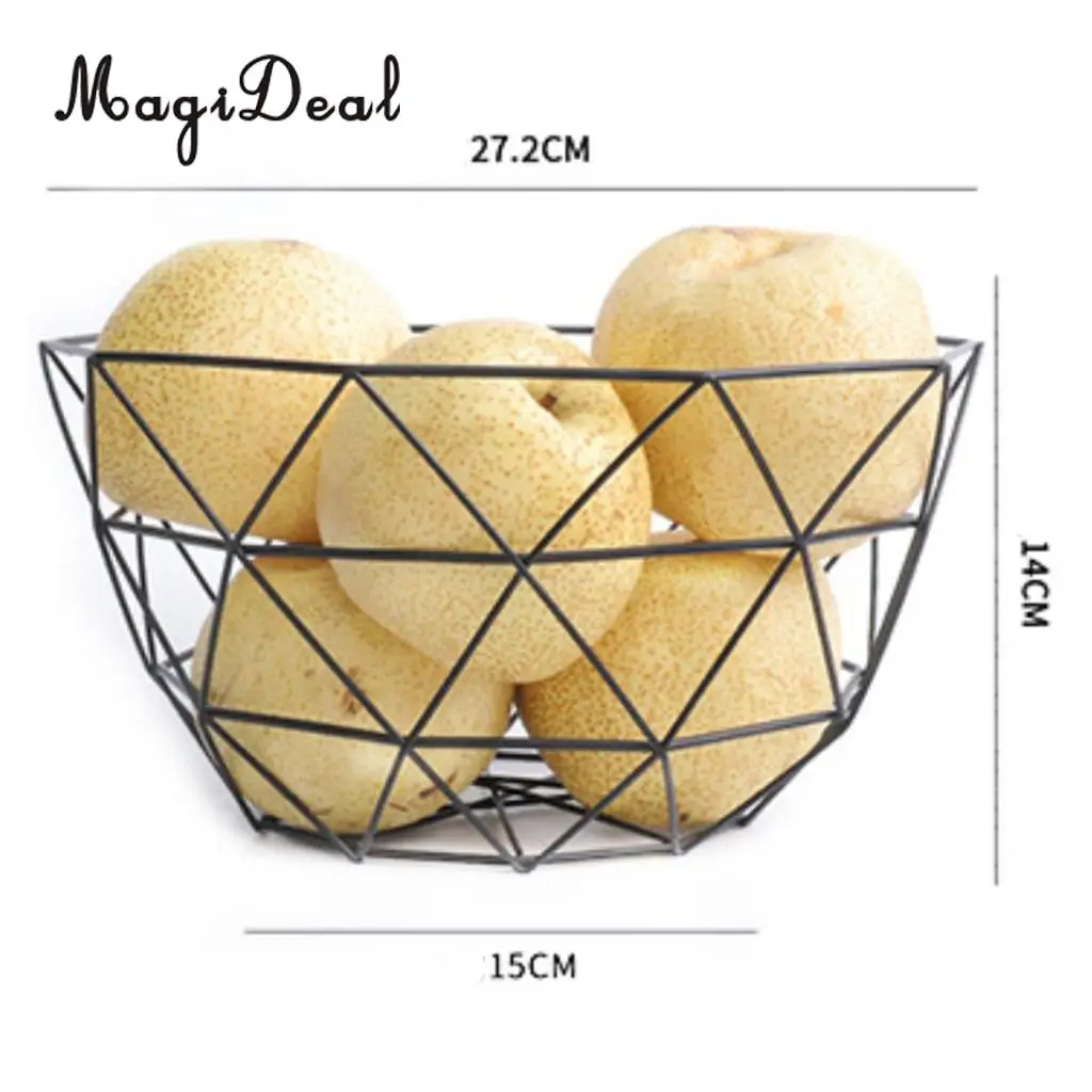 MagiDeal Iron Wire Fruit Basket Bowl Food Serving Basket Candy Biscuit Snack Holder, Apples Orange Bananas Basket