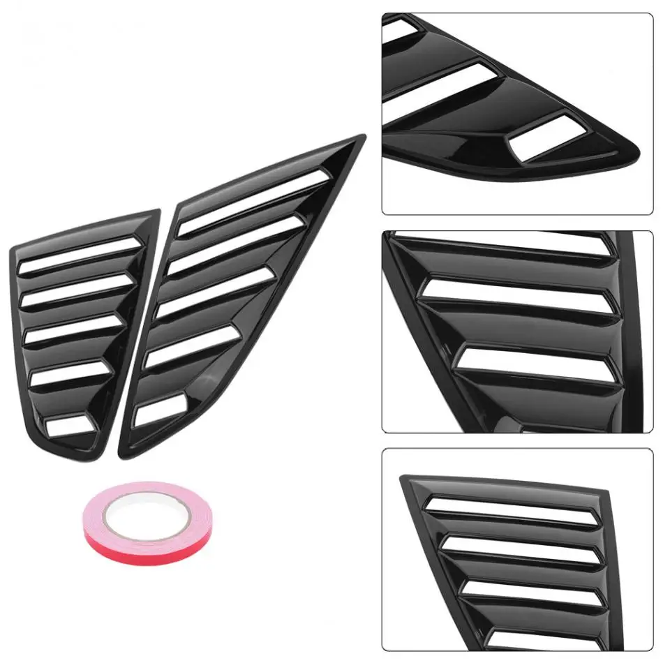 1Pair Glossy Black Left& Right Side Window Louver Scoop Cover Vent for Ford Mustang- Car Styling