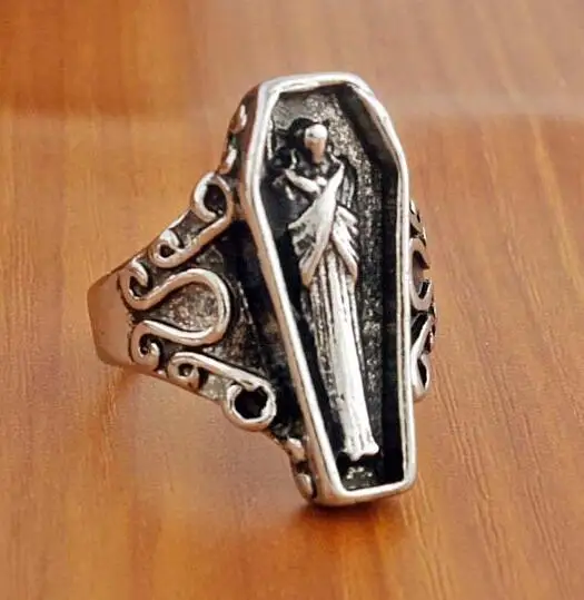 

Adjustable Vintage Stereoscopic Coffin Egyptian Mummy Ring Men Chunky Copper Alloy Biker Punk Rock Rap Ghost Ring Gothic Jewelry