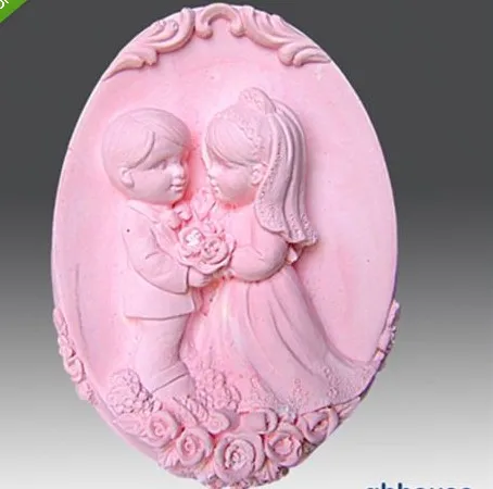 DIY Loving couples soap mold / manual soap food grade silicone molds / wedding craft soap mould