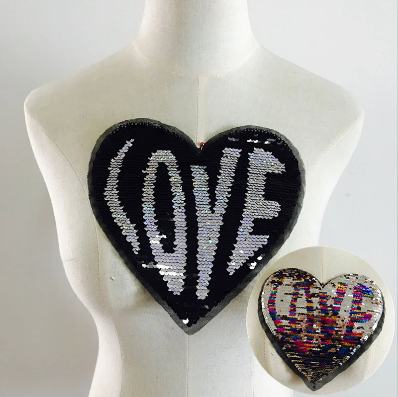 Buy 1Pcs Sequin Heart Embroidered DIY Clothes