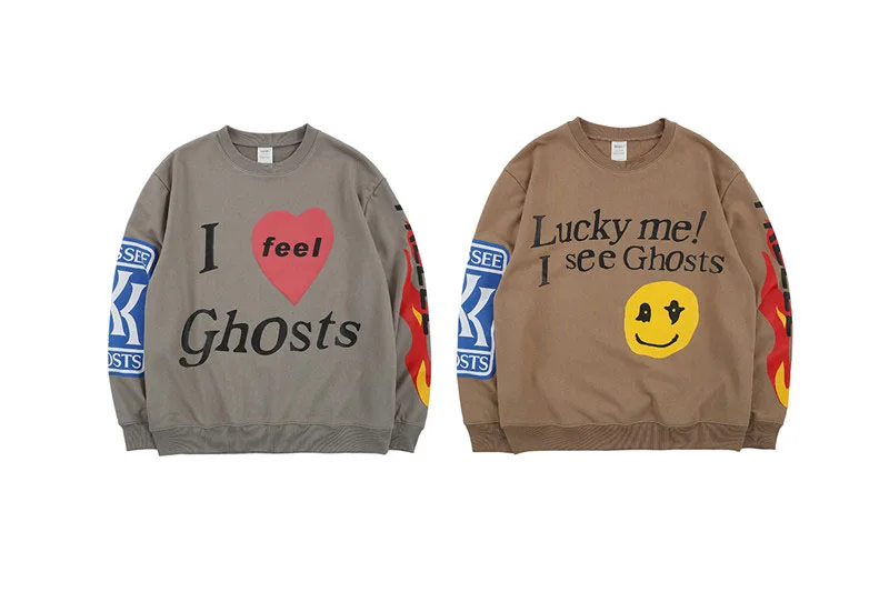 Letter Graffiti Hoodie Kanye West KIDS SEE GHOSTS Hoodie Men Women Streetwear Pullover Sweatshirts HipHip skateboard Hoodie