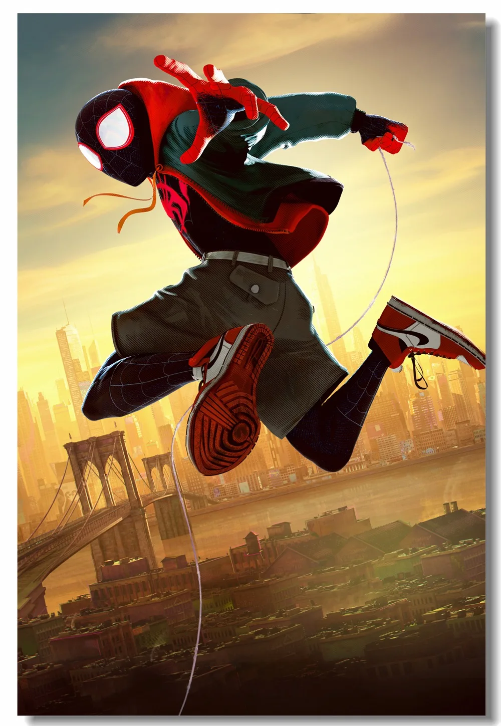 Custom Canvas Wall Mural Marvel Spider Man Miles Morales Poster Into