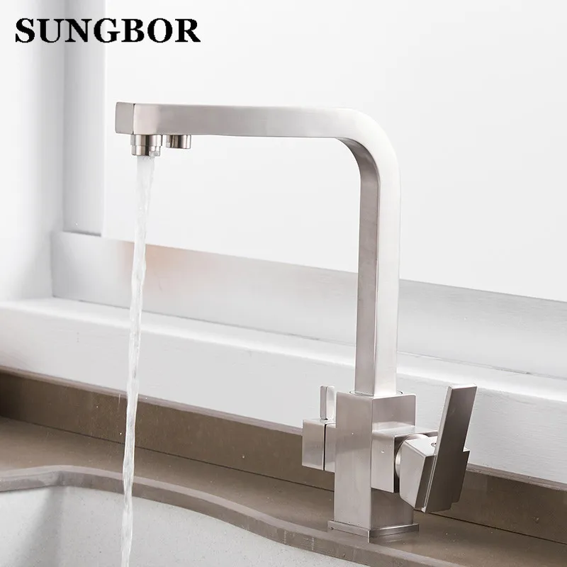 Luxury Chrome Brass Pure Water Kitchen Faucet Dual Handle Hot and Cold Drinking Water 3-way Filter Kitchen Mixer Taps CF-0179L Luxury Chrome Brass Pure Water Kitchen Faucet Dual Handle Hot and Cold Drinking Water 3-way Filter Kitchen Mixer Taps CF-0179L