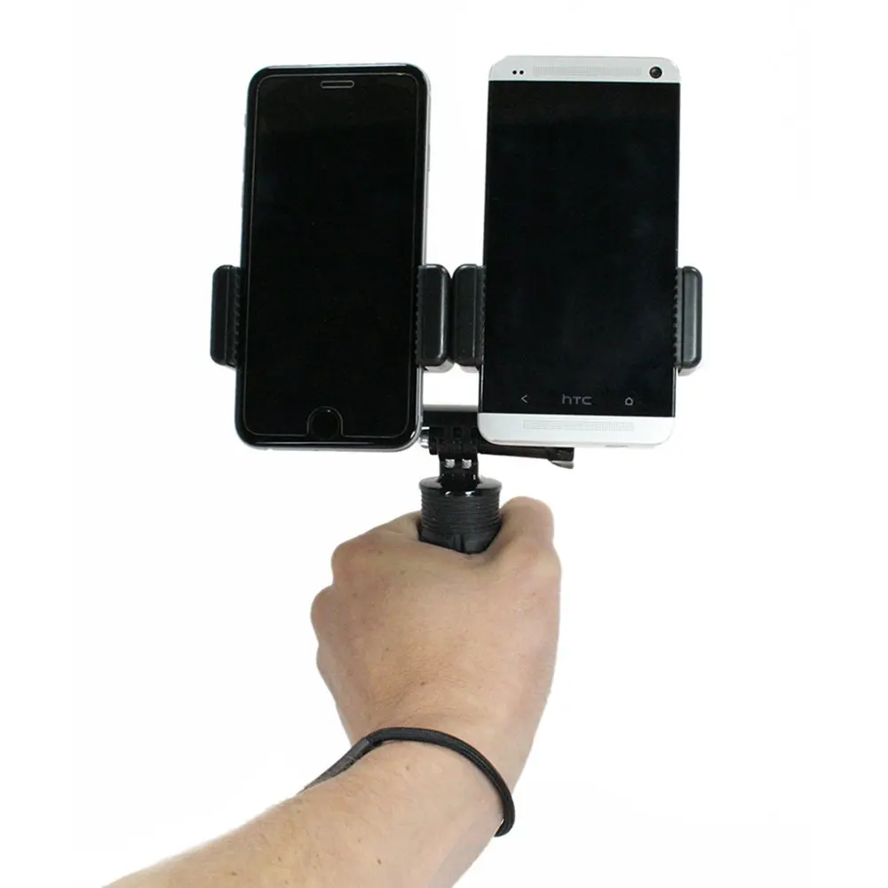 Двойное устройство ручной фиксации селфи палка штатив винтовые адаптеры для потоковой передачи, запись видео для GoPro hero 5 4 3+ 3, телефон