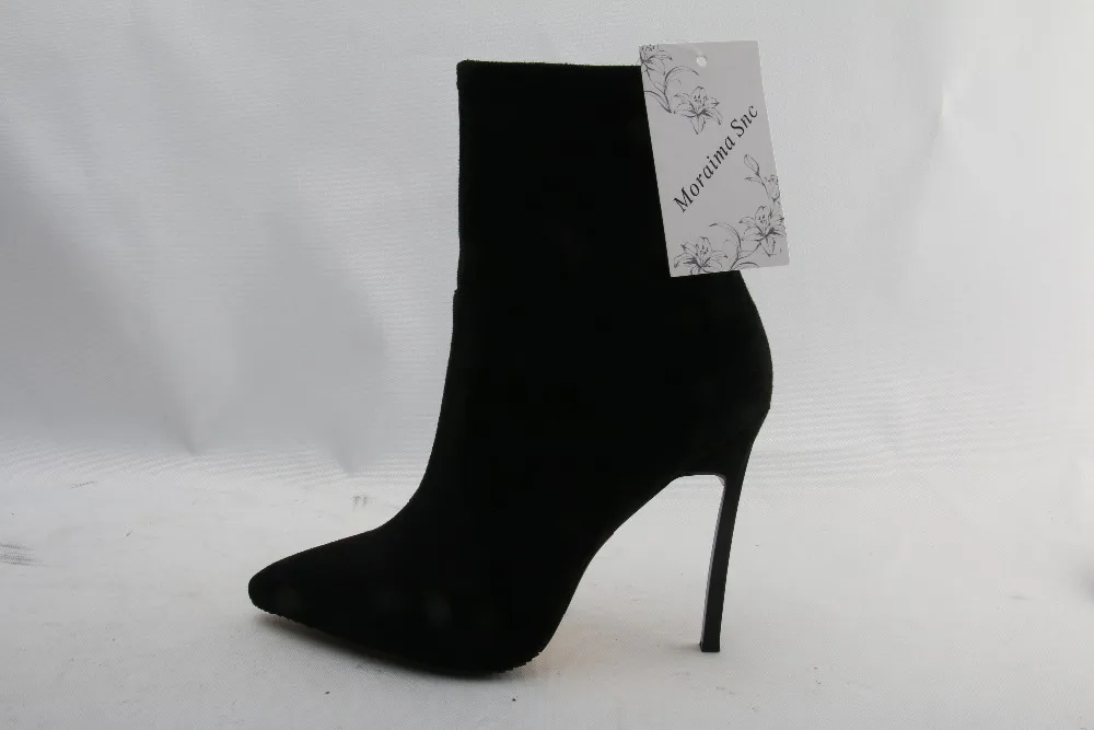 Moraima Snc brand black sexy pumps boots metal heels high heels ankle boots pointed toe women shoes 2018 new short boots women moraima snc red boots transparent high heels boots women square toe mid calf rainboots sexy ankle boots for women bottine femme