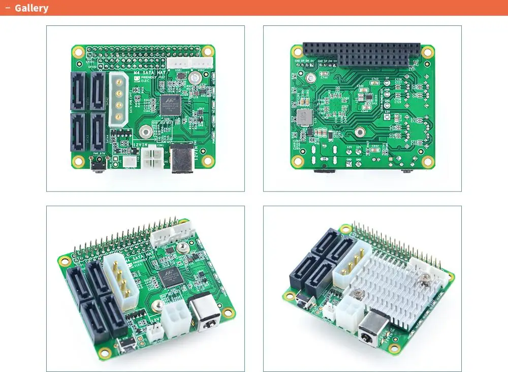 RealQvol FriendlyARM ELEC NanoPi M4 4x SATA HAT Поддержка 6 Гбит/с/3 Гбит/1,5 Гбит/с интегрированный разъем питания